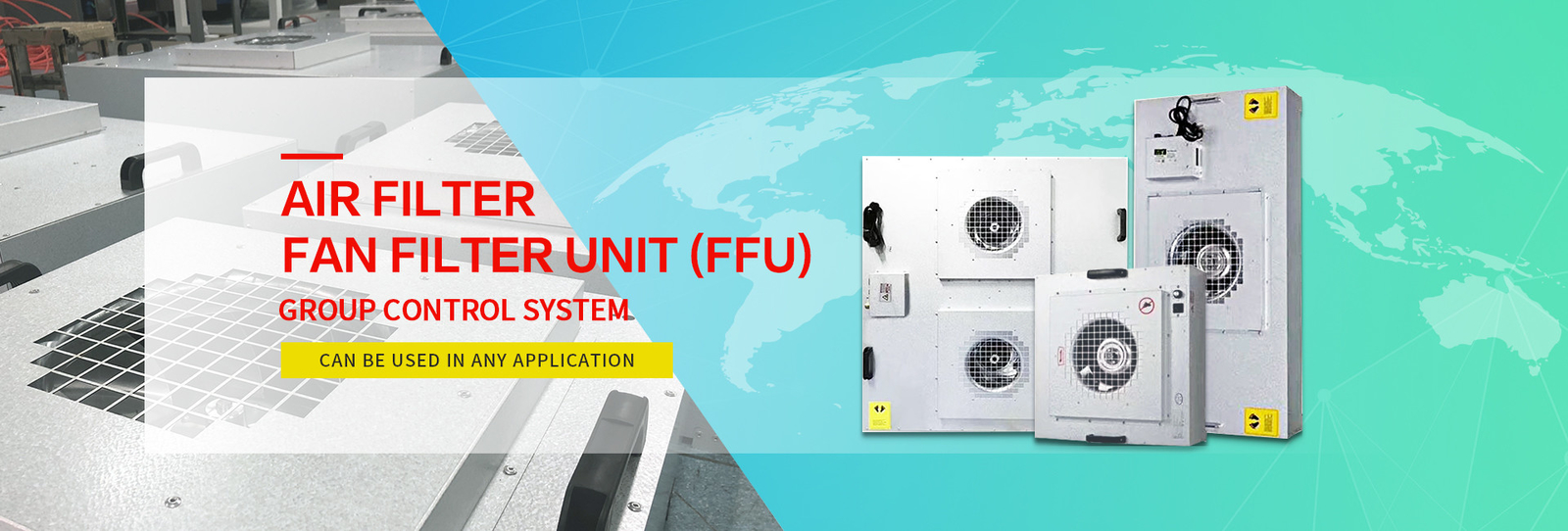 Galvalume Fan Filter Unit For Clean Room Ceiling Fan Powered Hepa Air Filter Industrial